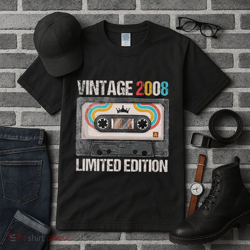 Vintage 2008 Funny 17th Birthday Cassette Tape 17 Years Old Tall T-Shirt