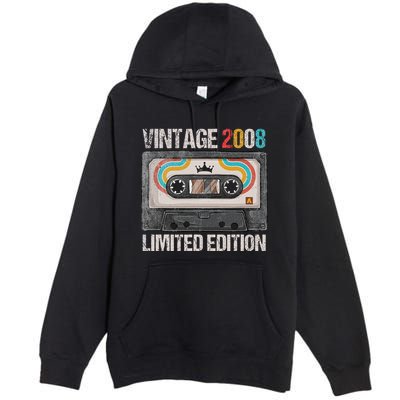 Vintage 2008 Funny 17th Birthday Cassette Tape 17 Years Old Premium Pullover Hoodie