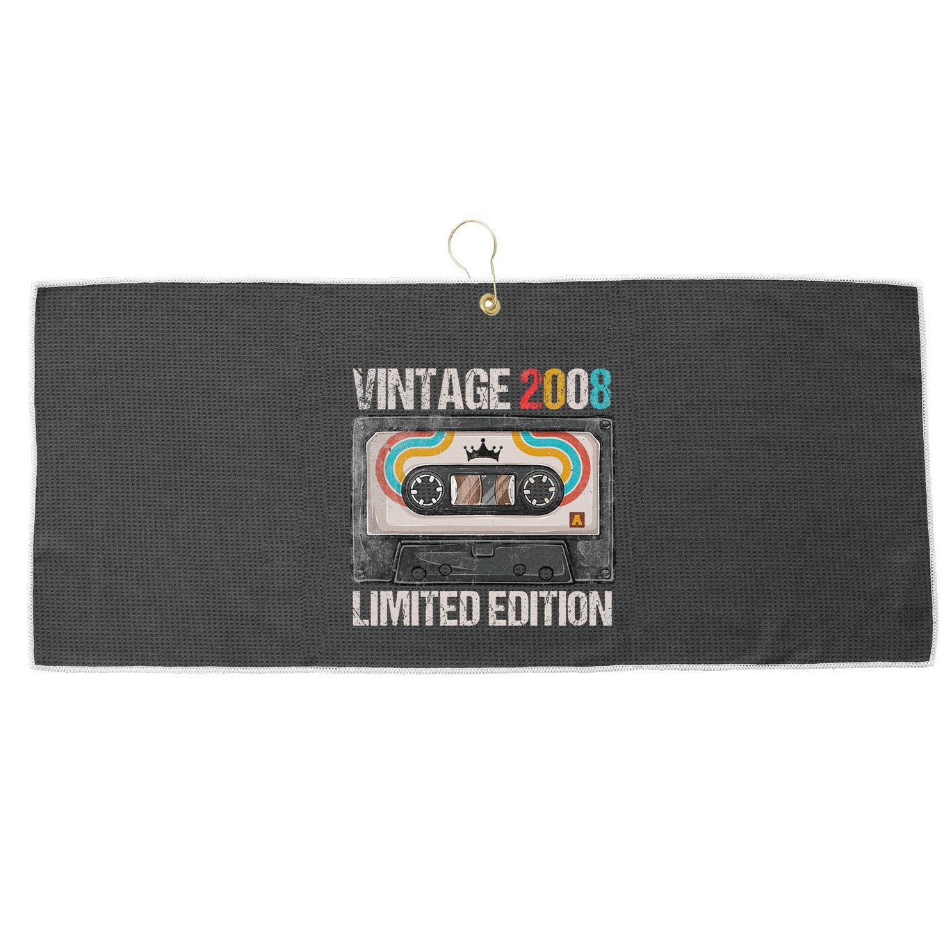 Vintage 2008 Funny 17th Birthday Cassette Tape 17 Years Old Large Microfiber Waffle Golf Towel