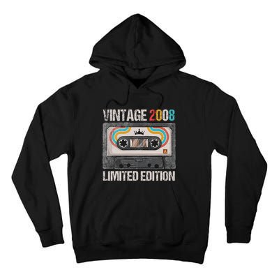 Vintage 2008 Funny 17th Birthday Cassette Tape 17 Years Old Tall Hoodie