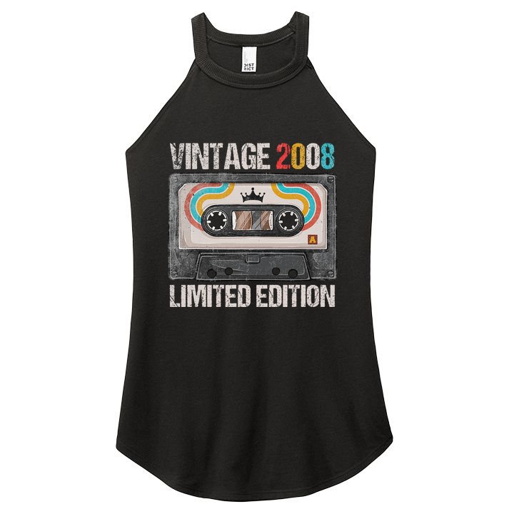 Vintage 2008 Funny 17th Birthday Cassette Tape 17 Years Old Women's Perfect Tri Rocker Tank