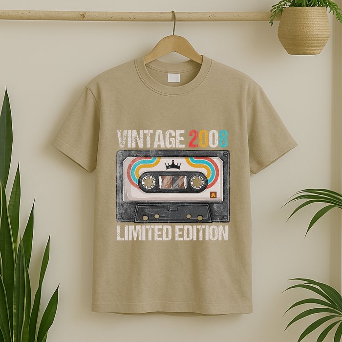 Vintage 2008 Funny 17th Birthday Cassette Tape 17 Years Old T-Shirt