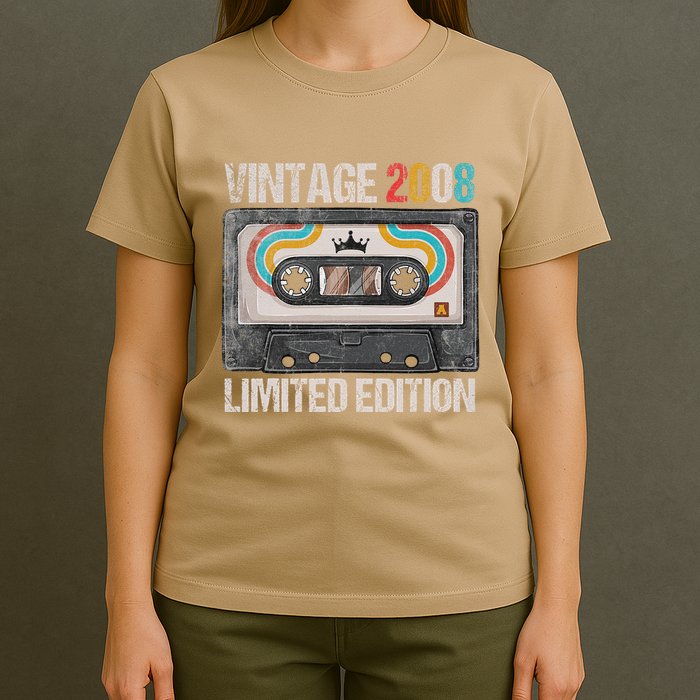 Vintage 2008 Funny 17th Birthday Cassette Tape 17 Years Old T-Shirt