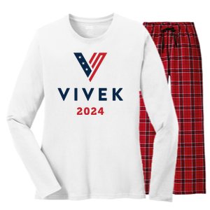 Vivek 2024 Ivek Ramaswamy For President Women's Long Sleeve Flannel Pajama Set 