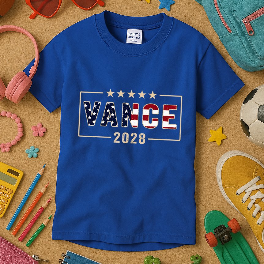 Vance 2028 J.D. Vance For President 28 Vance Flag Kids T-Shirt