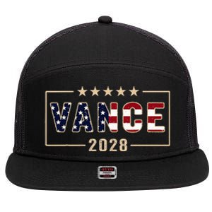 Vance 2028 J.D. Vance For President 28 Vance Flag 7 Panel Mesh Trucker Snapback Hat