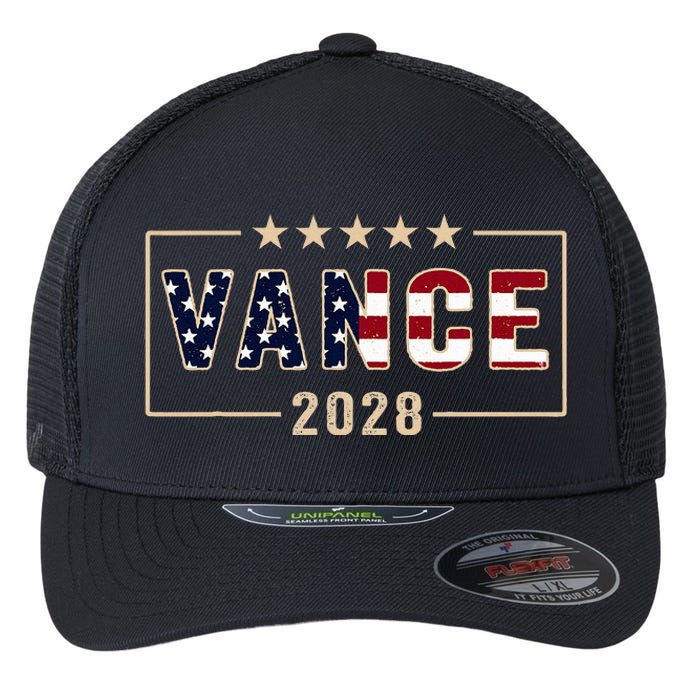 Vance 2028 J.D. Vance For President 28 Vance Flag Flexfit Unipanel Trucker Cap