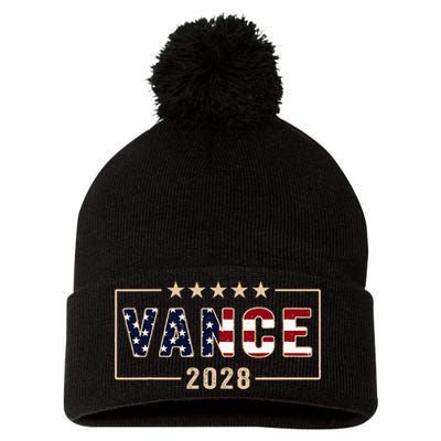 Vance 2028 J.D. Vance For President 28 Vance Flag Pom Pom 12in Knit Beanie