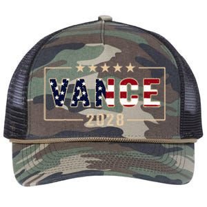 Vance 2028 J.D. Vance For President 28 Vance Flag Retro Rope Trucker Hat Cap