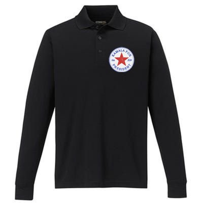 Vote 2024 Kamala For President Sneaker Logo Performance Long Sleeve Polo