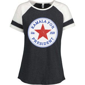 Vote 2024 Kamala For President Sneaker Logo Enza Ladies Jersey Colorblock Tee