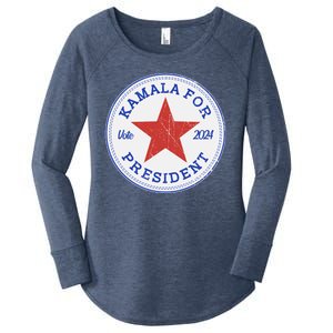 Vote 2024 Kamala For President Sneaker Logo Women's Perfect Tri Tunic Long Sleeve Shirt