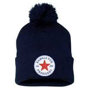 Vote 2024 Kamala For President Sneaker Logo Pom Pom 12in Knit Beanie