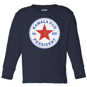 Vote 2024 Kamala For President Sneaker Logo Toddler Long Sleeve Shirt