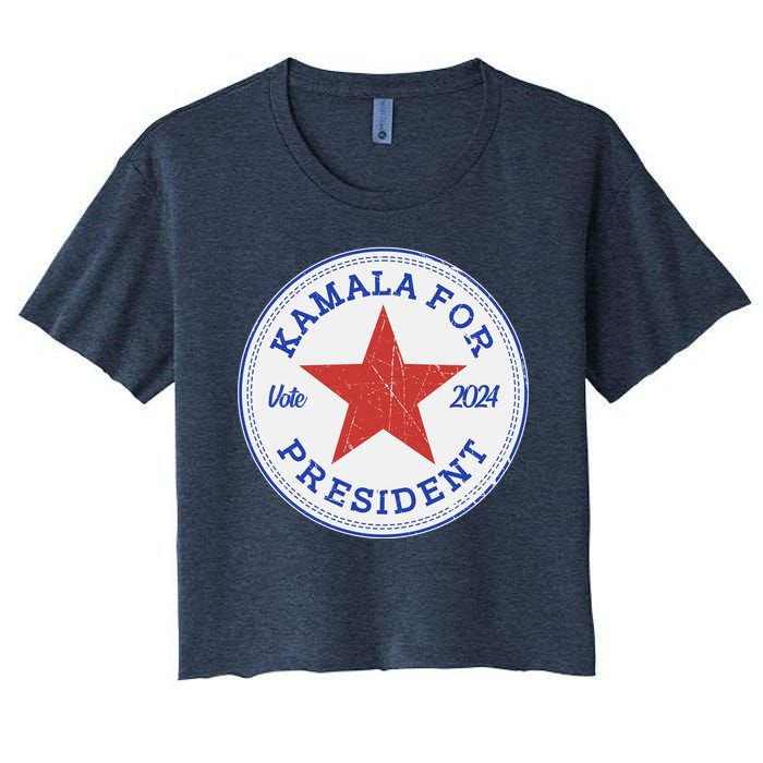 Vote 2024 Kamala For President Sneaker Logo Women's Crop Top Tee