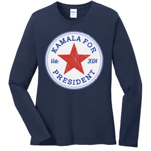 Vote 2024 Kamala For President Sneaker Logo Ladies Long Sleeve Shirt