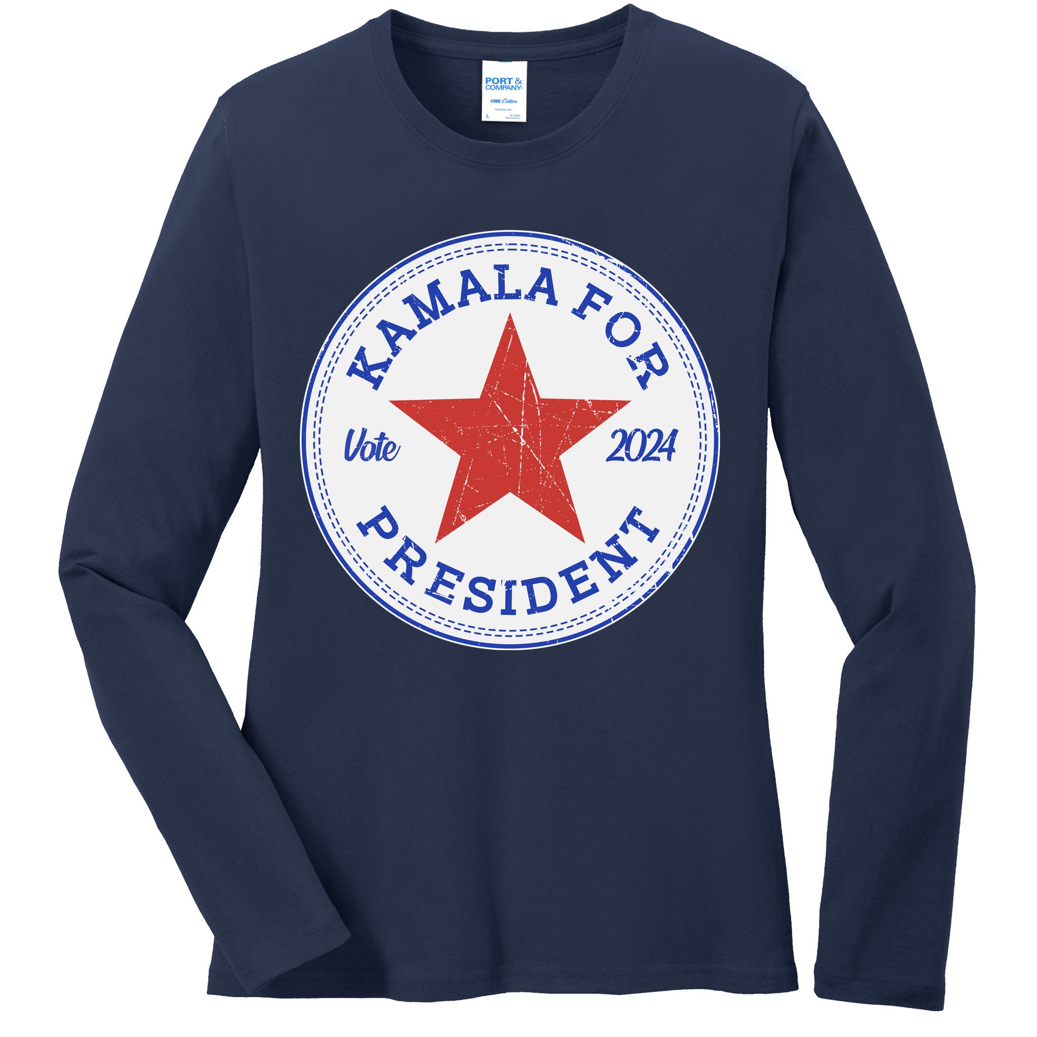 Vote 2024 Kamala For President Sneaker Logo Ladies Long Sleeve Shirt