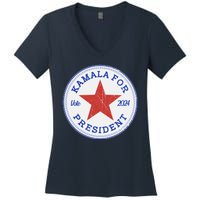 Vote 2024 Kamala For President Sneaker Logo Women's V-Neck T-Shirt