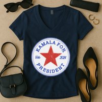 Vote 2024 Kamala For President Sneaker Logo Women's V-Neck T-Shirt