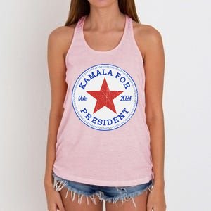 Vote 2024 Kamala For President Sneaker Logo Women's Knotted Racerback Tank