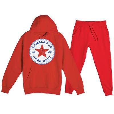 Vote 2024 Kamala For President Sneaker Logo Premium Hooded Sweatsuit Set