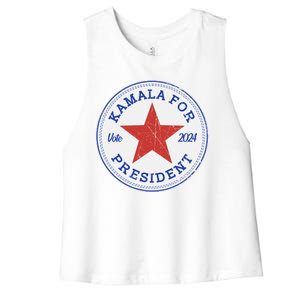 Vote 2024 Kamala For President Sneaker Logo Women's Racerback Cropped Tank