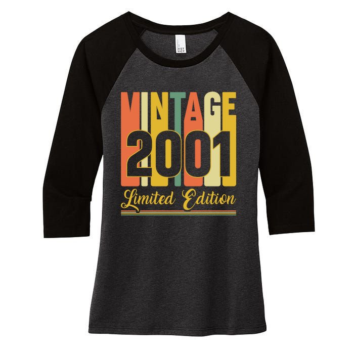 Vintage 2001 Limited Edition 21st Birthday Celebration Women's Tri-Blend 3/4-Sleeve Raglan Shirt