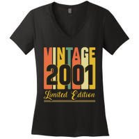 Vintage 2001 Limited Edition 21st Birthday Celebration Women's V-Neck T-Shirt