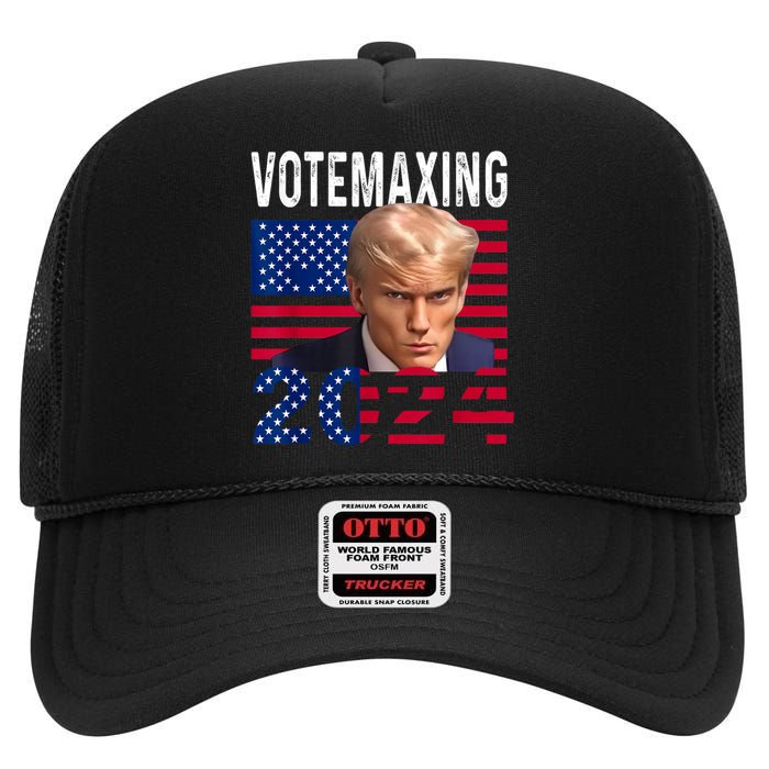 Votemaxing 2024 Looksmaxxing Funny High Crown Mesh Back Trucker Hat