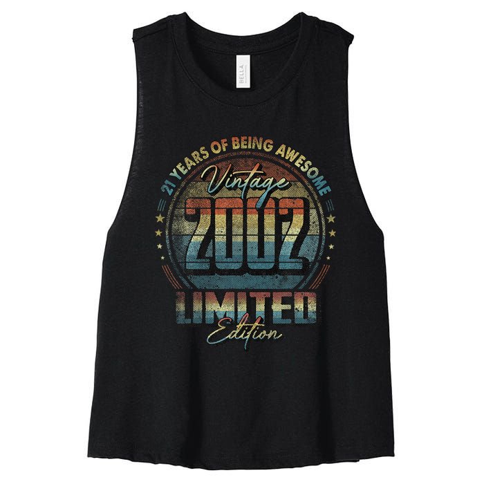 Vintage 2002 Limited Edition 21 Year Old 21st Birthday Women's Racerback Cropped Tank