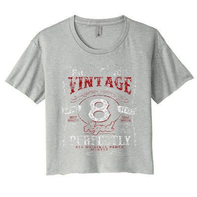 Vintage 2015 Limited Edition 8 Year Old 8th Birthdays Cute Women's Crop Top Tee