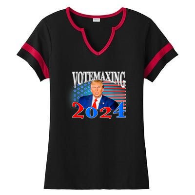 Votemaxing 2024 Looksmax Funny Ladies Halftime Notch Neck Tee