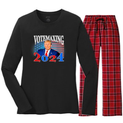 Votemaxing 2024 Looksmax Funny Women's Long Sleeve Flannel Pajama Set 