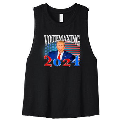 Votemaxing 2024 Looksmax Funny Women's Racerback Cropped Tank