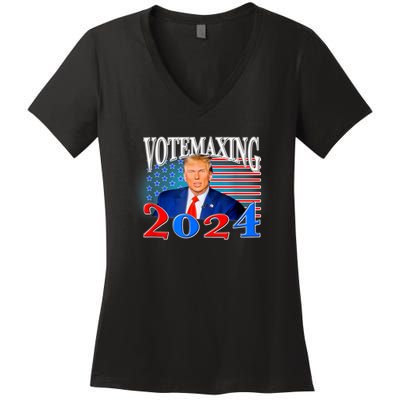 Votemaxing 2024 Looksmax Funny Women's V-Neck T-Shirt