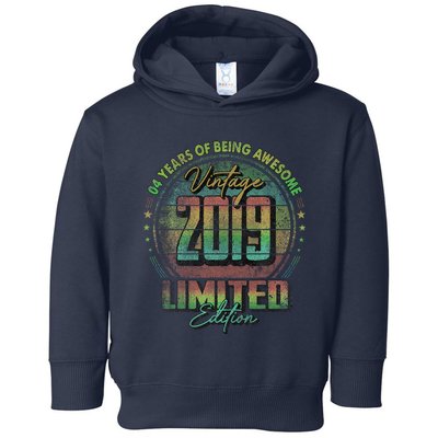 Vintage 2019 Limited Edition 4 Year Old 4th Birthday Toddler Hoodie