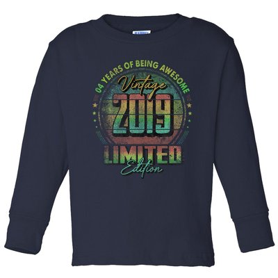 Vintage 2019 Limited Edition 4 Year Old 4th Birthday Toddler Long Sleeve Shirt