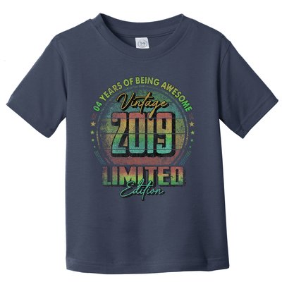 Vintage 2019 Limited Edition 4 Year Old 4th Birthday Toddler T-Shirt