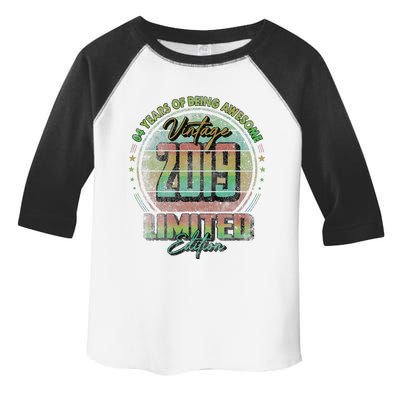 Vintage 2019 Limited Edition 4 Year Old 4th Birthday Toddler Fine Jersey T-Shirt