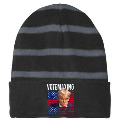 Votemaxing 2024 Looksmaxxing Funny Striped Beanie with Solid Band