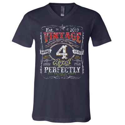 Vintage 2019 Limited Edition 4 Year Old 4th Birthdays V-Neck T-Shirt