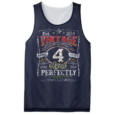 Vintage 2019 Limited Edition 4 Year Old 4th Birthdays Mesh Reversible Basketball Jersey Tank