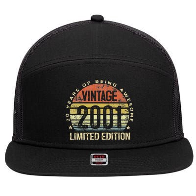 Vintage 2001 Limited Edition 22 Year Old Gifts 22th Birthday 7 Panel Mesh Trucker Snapback Hat