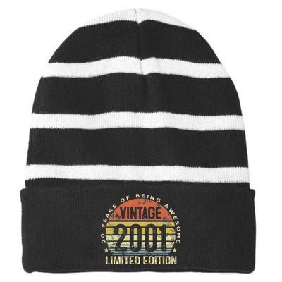 Vintage 2001 Limited Edition 22 Year Old Gifts 22th Birthday Striped Beanie with Solid Band