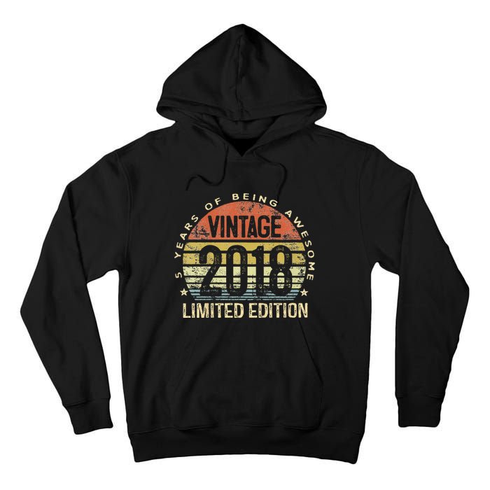 Vintage 2018 Limited Edition 5 Year Old Gifts 5th Birthday Tall Hoodie