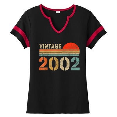 Vintage 2002 Made In 2002 21st Birthday Gift 21 Year Old Ladies Halftime Notch Neck Tee