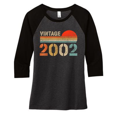 Vintage 2002 Made In 2002 21st Birthday Gift 21 Year Old Women's Tri-Blend 3/4-Sleeve Raglan Shirt