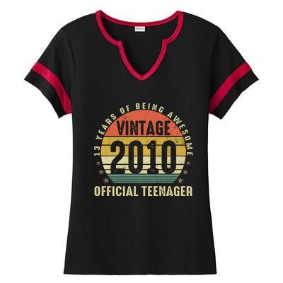 Vintage 2010 Official Teenager 13th Birthday Gifts 13 Yr Old Ladies Halftime Notch Neck Tee