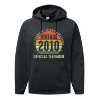 Vintage 2010 Official Teenager 13th Birthday Gifts 13 Yr Old Performance Fleece Hoodie