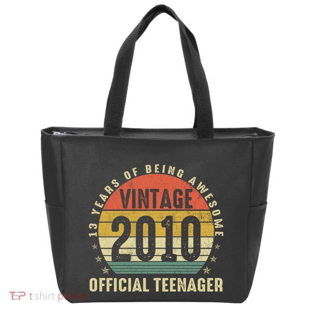 Vintage 2010 Official Teenager 13th Birthday Gifts 13 Yr Old Zip Tote Bag